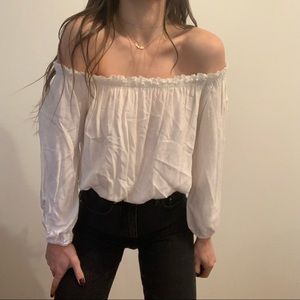 Brandy Melville Long Sleeve Off-Shoulder Crop Top